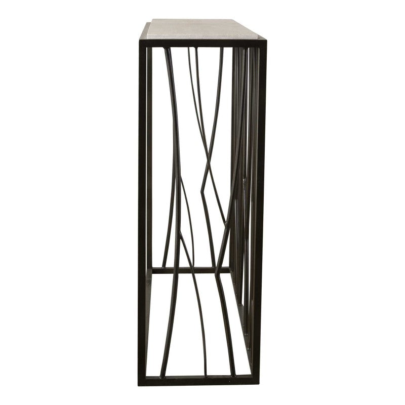 Reed - Travertine Console Table - Black & Light Brown
