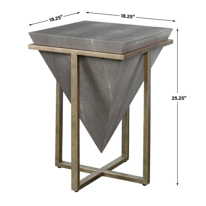 Bertrand - Shagreen Accent Table - Dark Gray & Gold