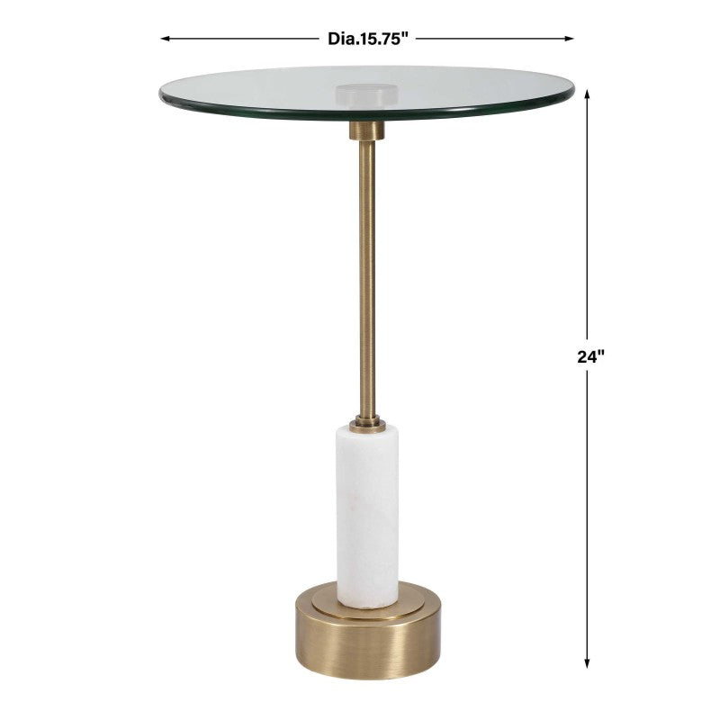 Portsmouth - Round Accent Table - Gold & White