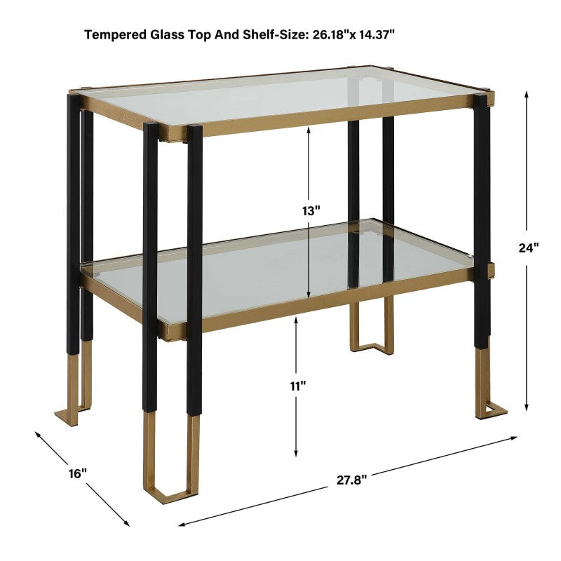 Kentmore - Glass Side Table - Black & Gold