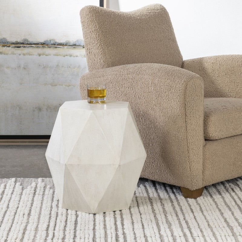 Volker - White Geometric Accent Table