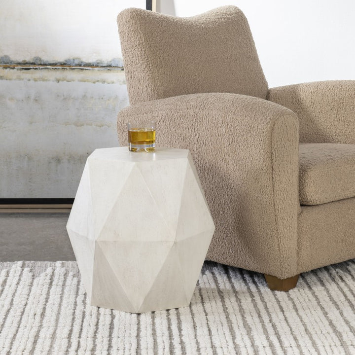 Volker - White Geometric Accent Table