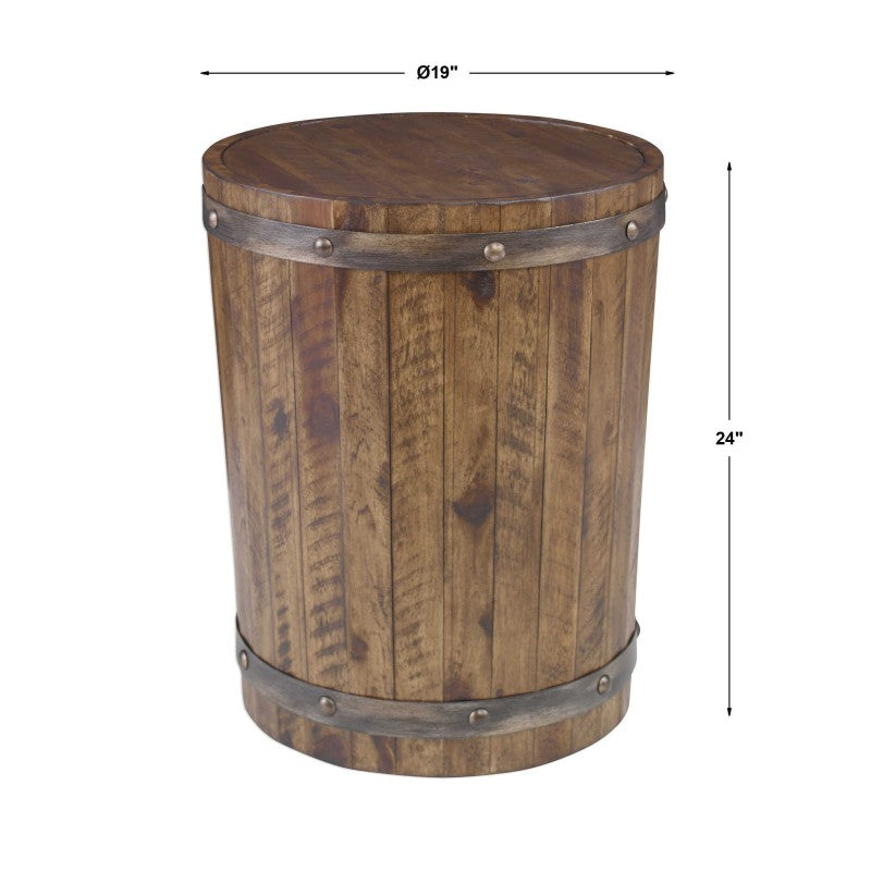 Ceylon - Wine Barrel Side Table - Dark Brown