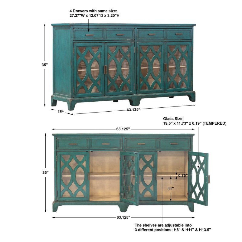 Oksana - Wooden Credenza - Green
