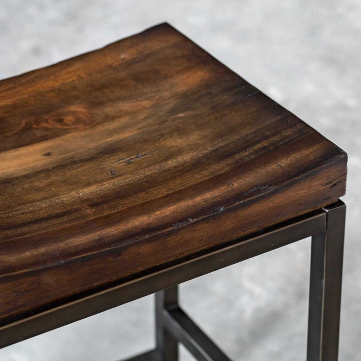 Beck - Wood Counter Stool - Dark Brown & Black