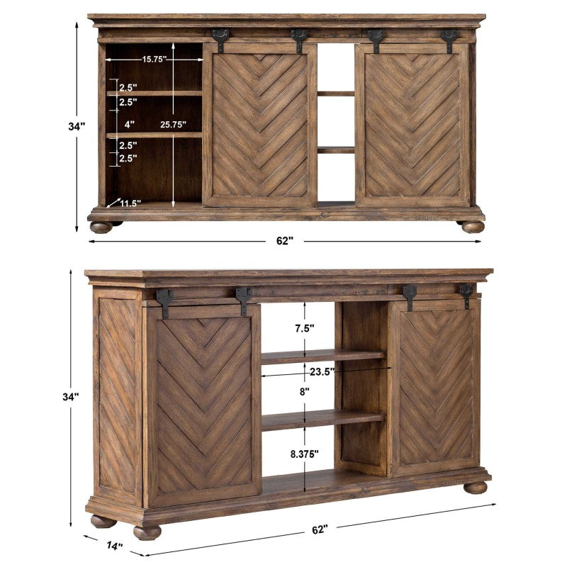 Primalia - Barn Door Media Console - Light Brown