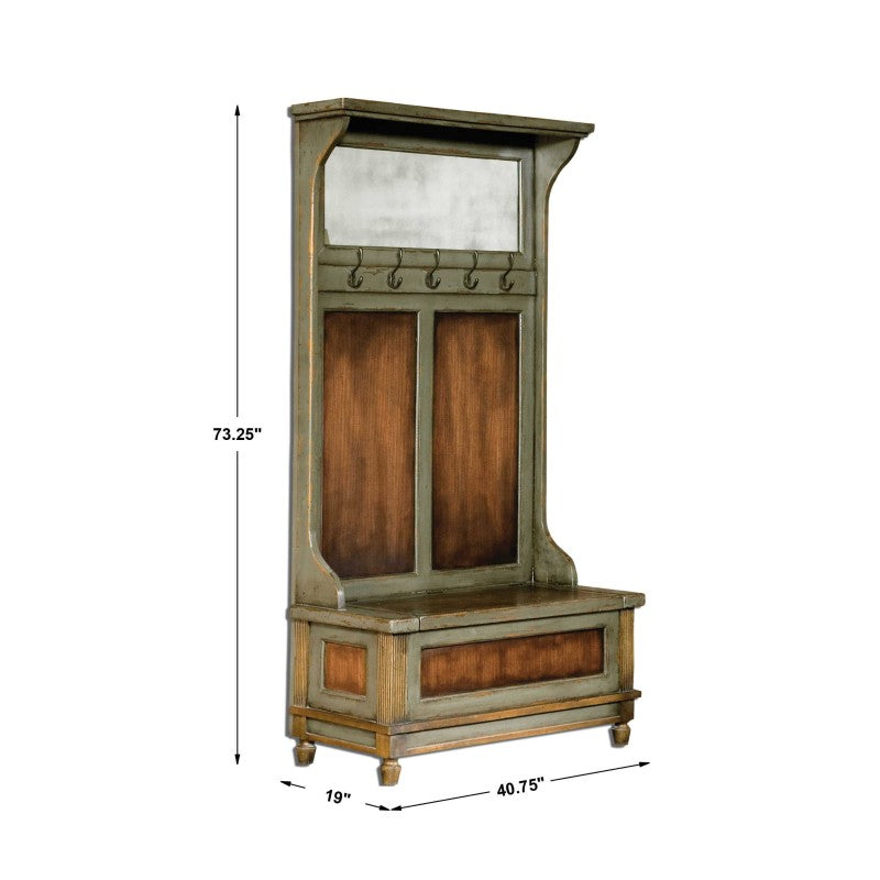 Riyo - Distressed Hall Tree - Light Brown