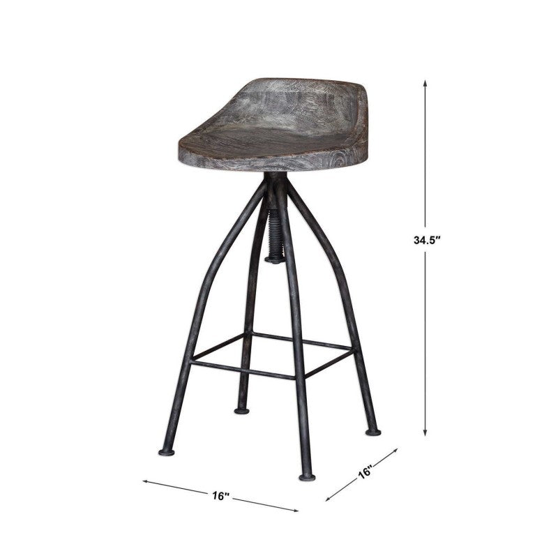 Kairu - Wooden Bar Stool - Dark Gray