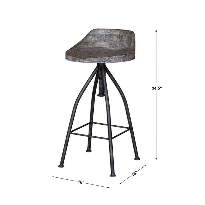 Kairu - Wooden Bar Stool - Dark Gray