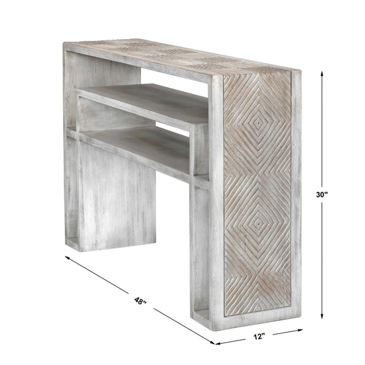 Genara - Carved Console Table - Bone White