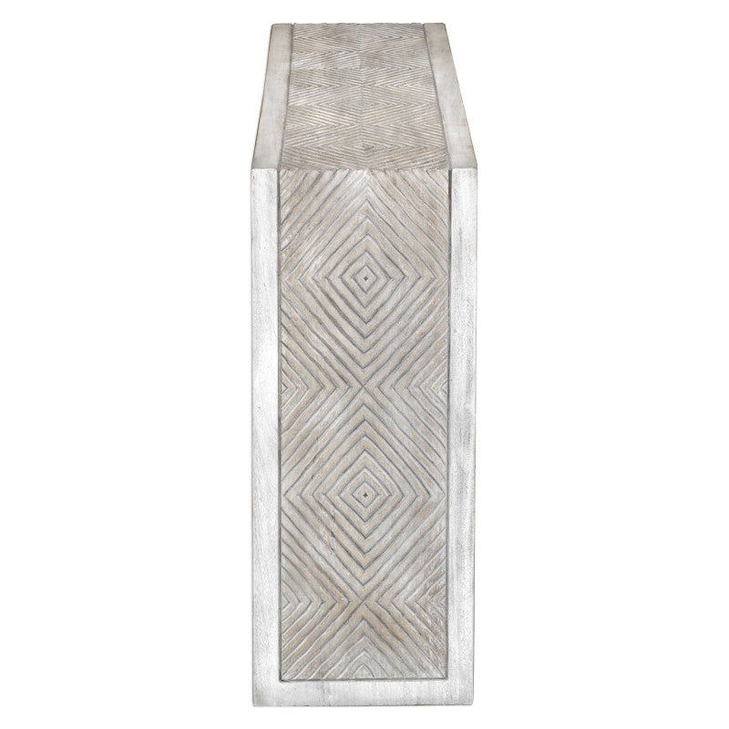 Genara - Carved Console Table - Bone White