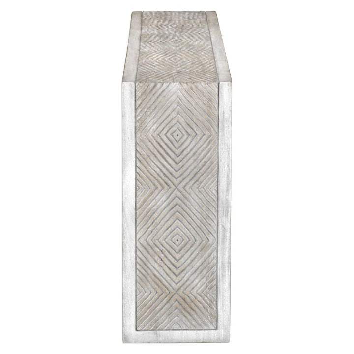 Genara - Carved Console Table - Bone White
