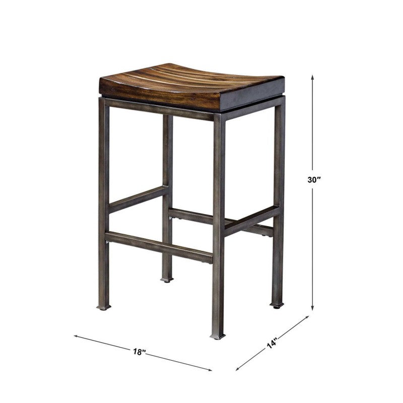 Beck - Industrial Bar Stool - Dark Brown & Black