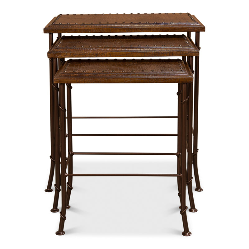 Croc Leather Nesting Tables