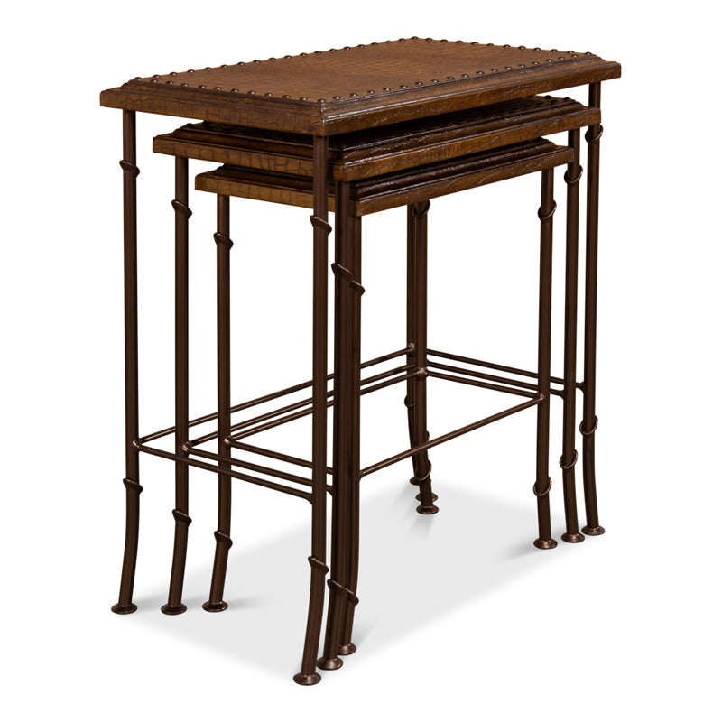 Croc Leather Nesting Tables