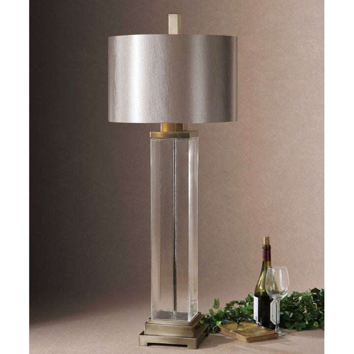Drustan - Clear Glass Table Lamp - Pearl Silver