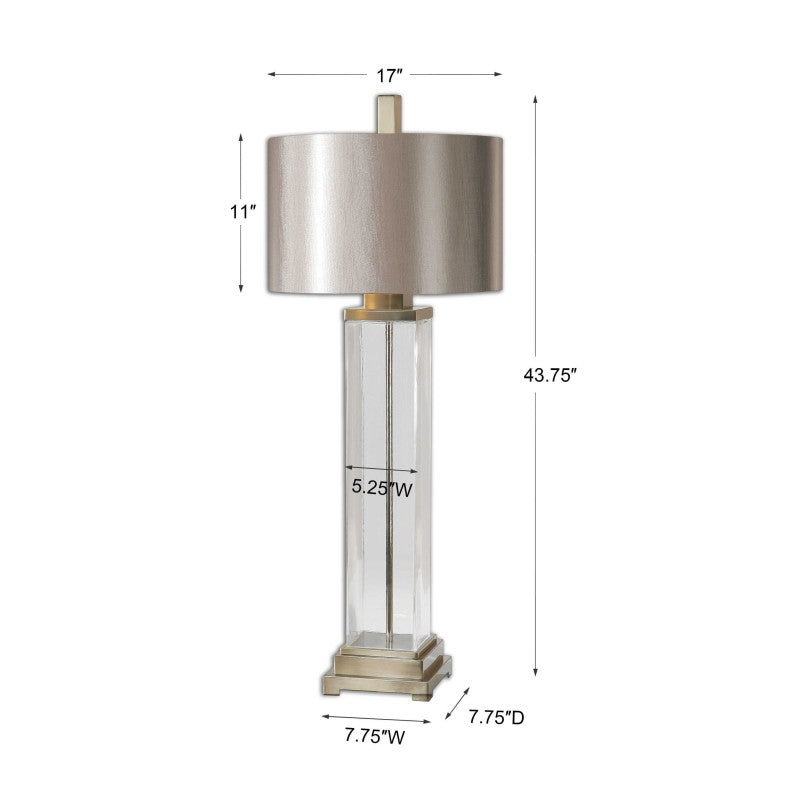 Drustan - Clear Glass Table Lamp - Pearl Silver