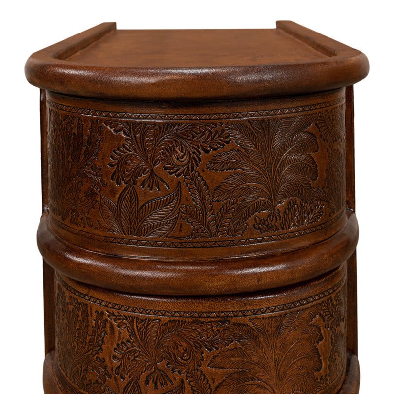 Barnes Leather Book Side Table