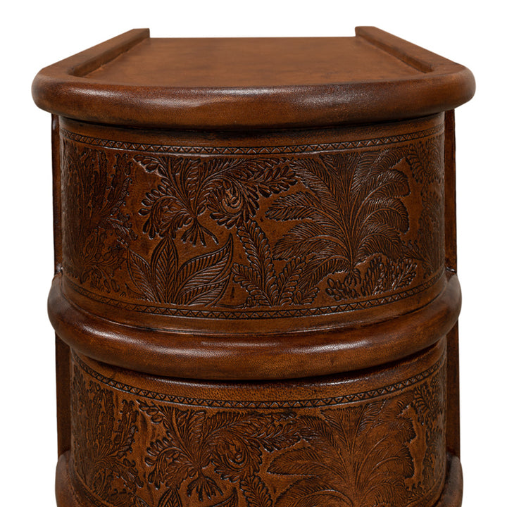 Barnes Leather Book Side Table