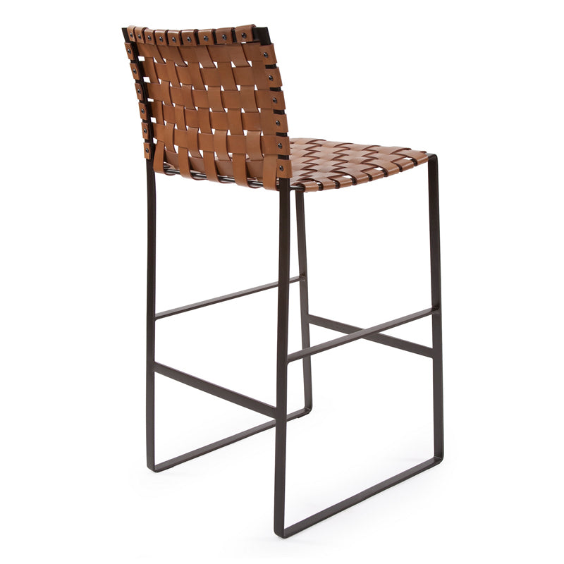 Woven Leather Chairs Barstool