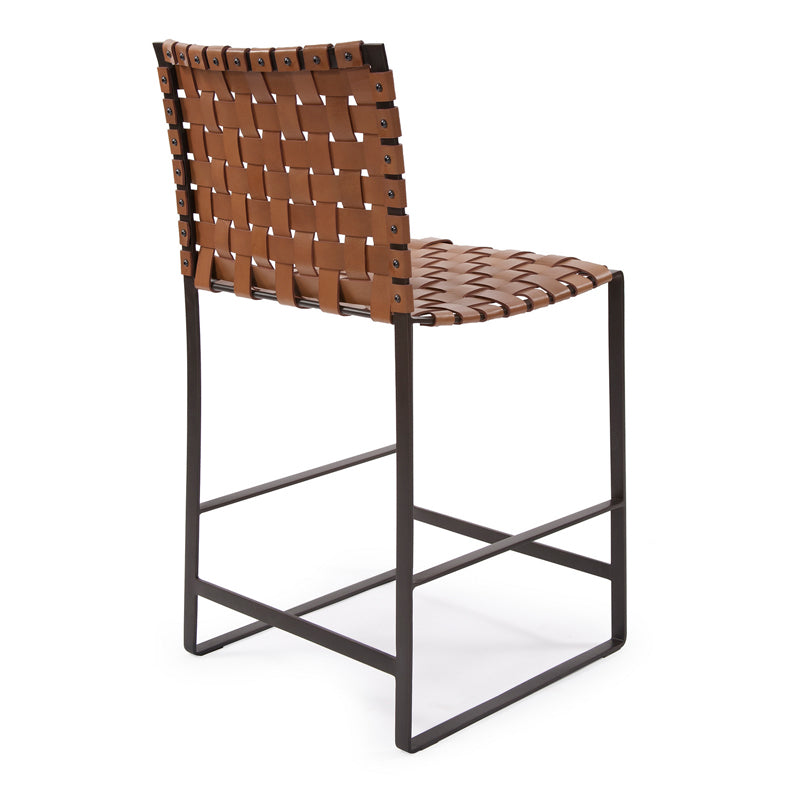 Woven Leather Chairs Counter Stool