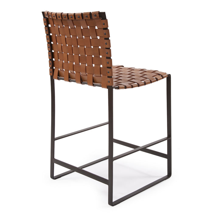 Woven Leather Chairs Counter Stool