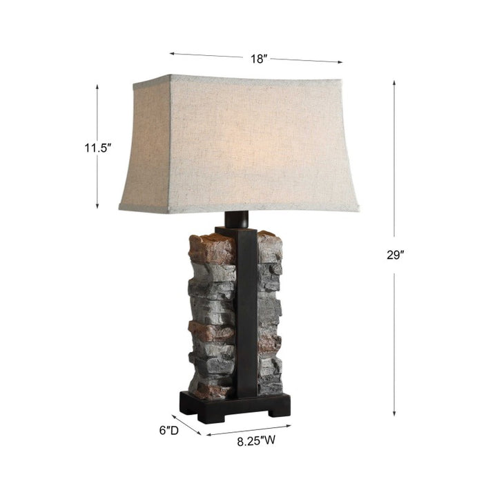 Kodiak - Stacked Stone Lamp - Beige & Dark Gray