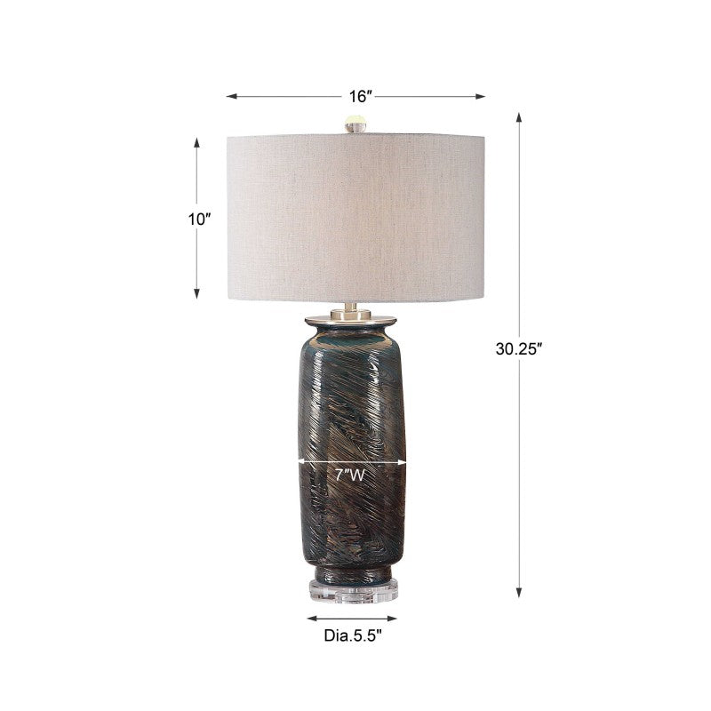 Olesya - Swirl Glass Table Lamp - Blue