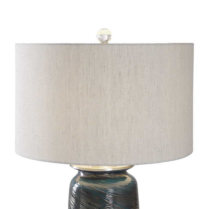 Olesya - Swirl Glass Table Lamp - Blue