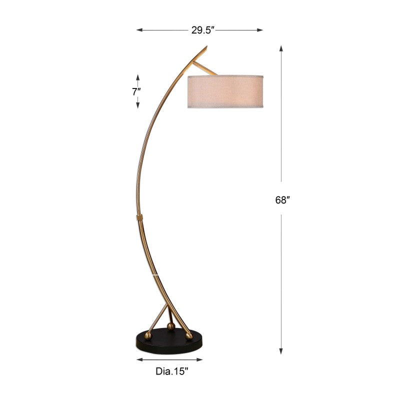 Vardar - Curved Floor Lamp - Brass