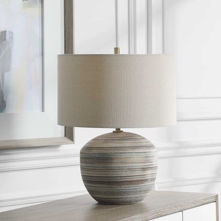 Prospect - Striped Accent Lamp - Light Brown