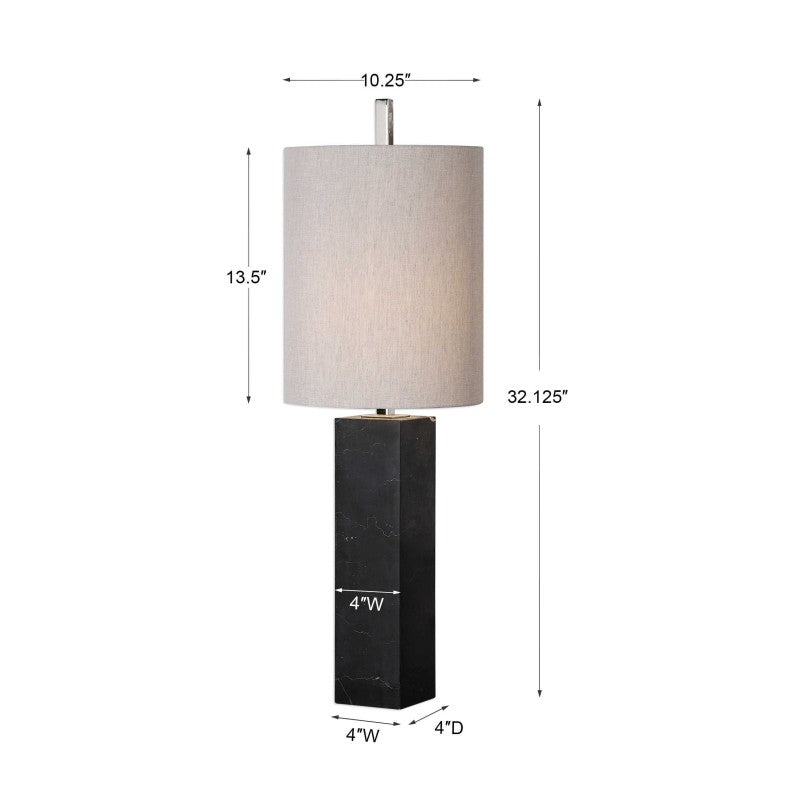 Delaney - Marble Column Accent Lamp - Black