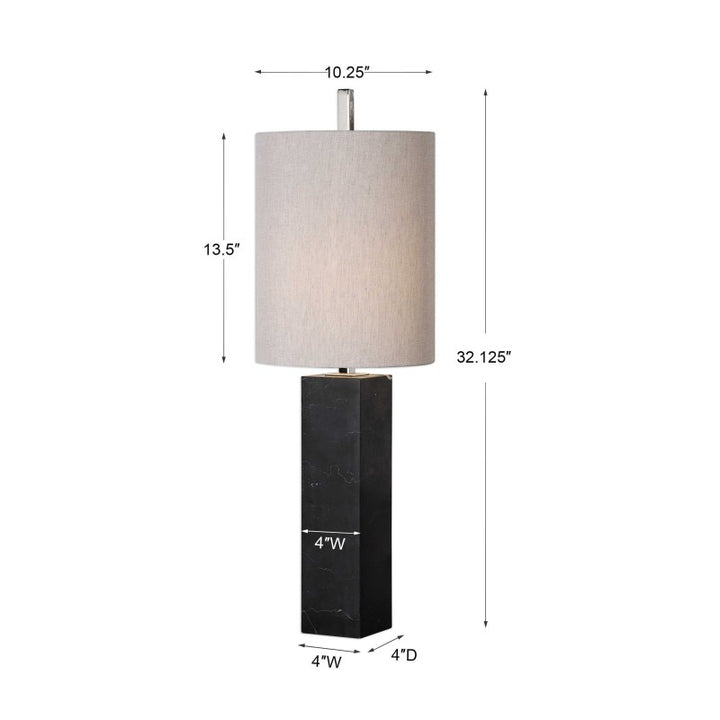 Delaney - Marble Column Accent Lamp - Black