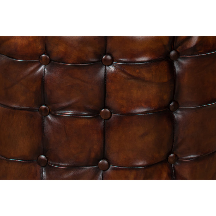 Leather Tufted Ottoman