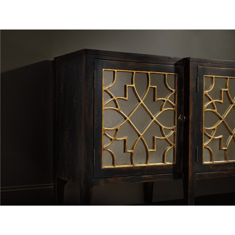 Sanctuary - 4-Door Mirrored Console - Ebony