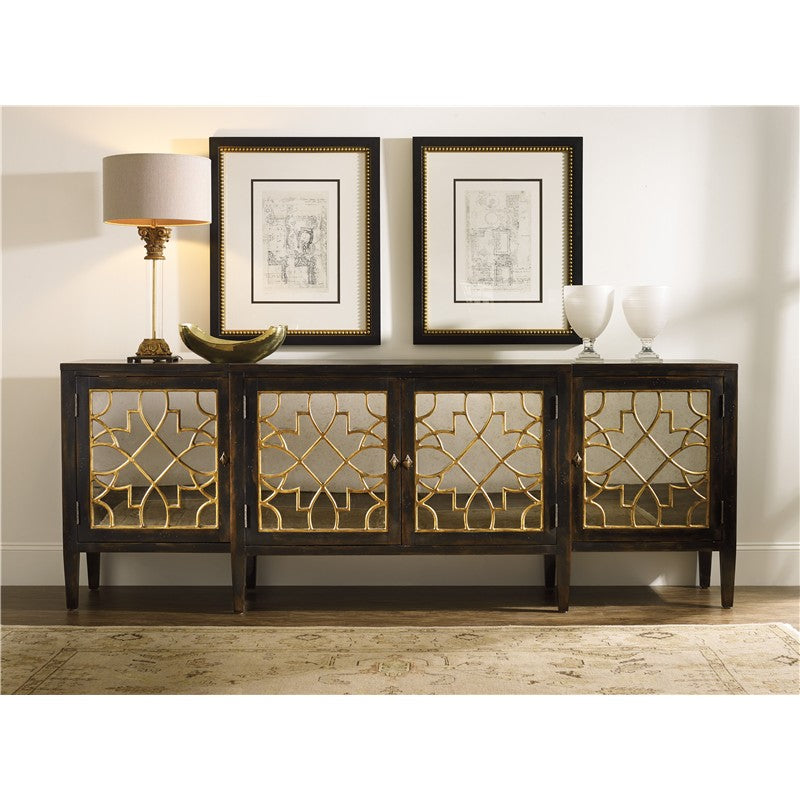 Sanctuary - 4-Door Mirrored Console - Ebony