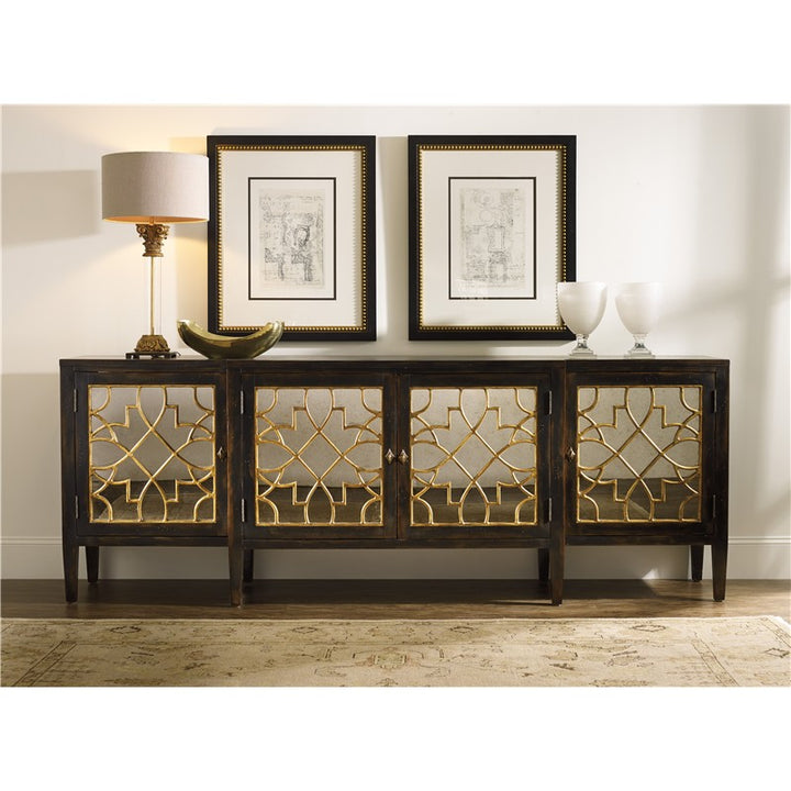 Sanctuary - 4-Door Mirrored Console - Ebony