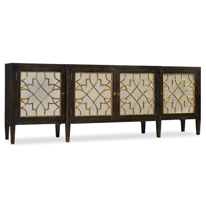 Sanctuary - 4-Door Mirrored Console - Ebony