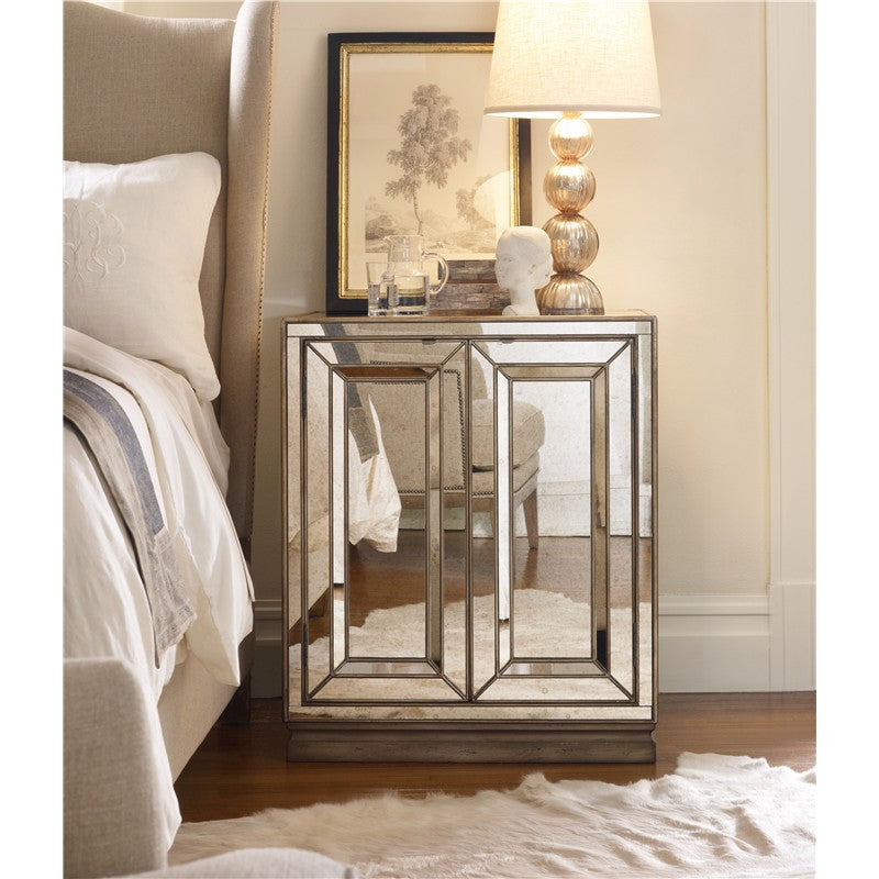 Sanctuary - 2-Door Mirrored Nightstand - Visage