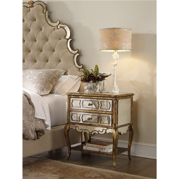 Sanctuary - Mirrored Leg Nightstand - Bling