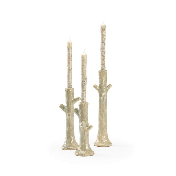 Faux Bois Candlesticks - Green (S3)