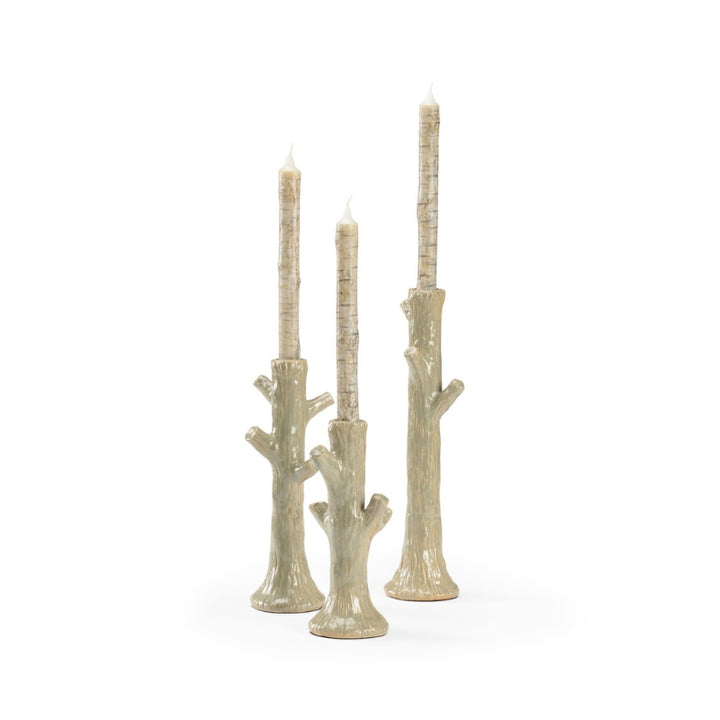 Faux Bois Candlesticks - Green (S3)