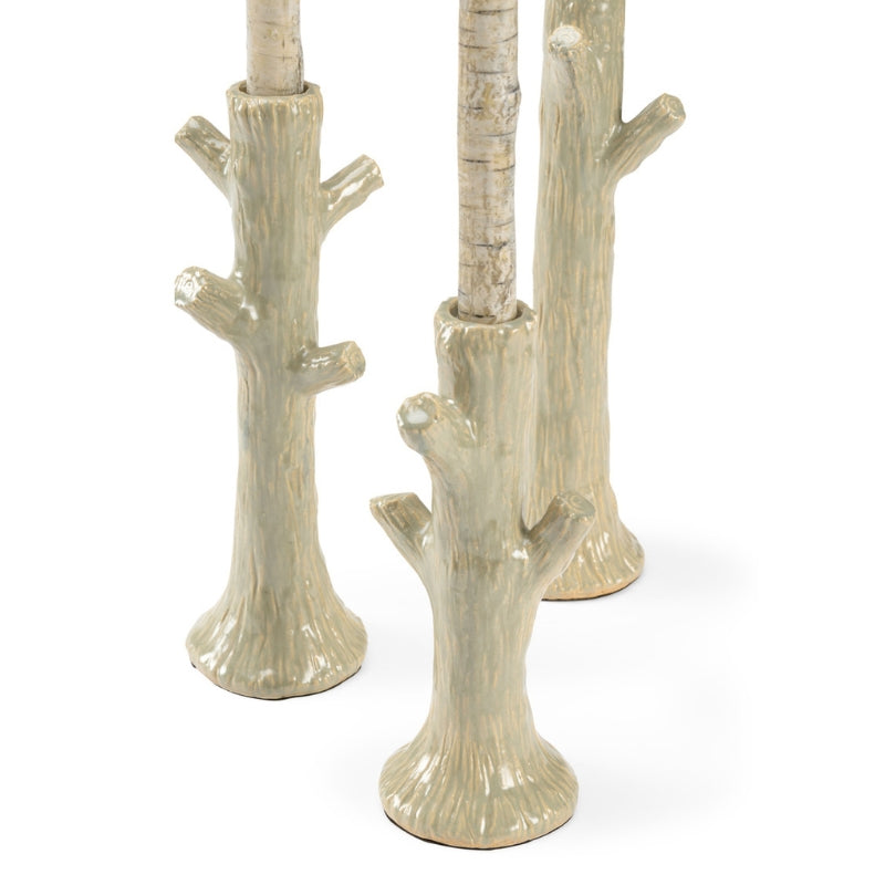 Faux Bois Candlesticks - Green (S3)