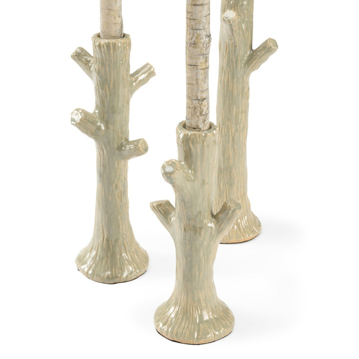 Faux Bois Candlesticks - Green (S3)