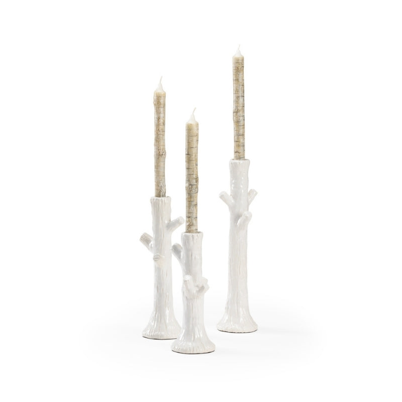 Faux Bois Candlesticks - White (S3)