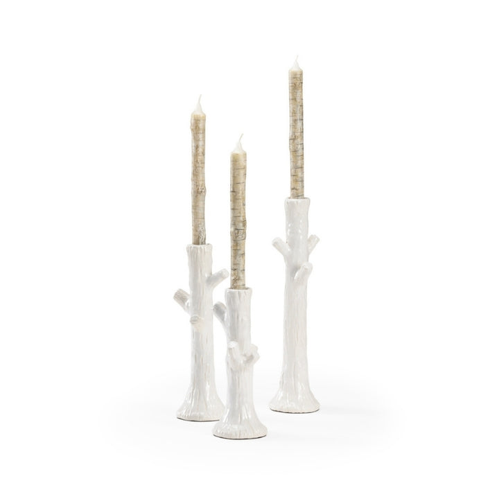 Faux Bois Candlesticks - White (S3)