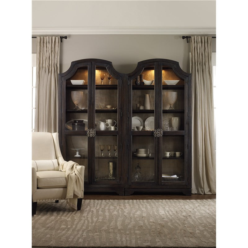 Sanctuary - Glass Bunching Curio - Ebony Antiqued Oak