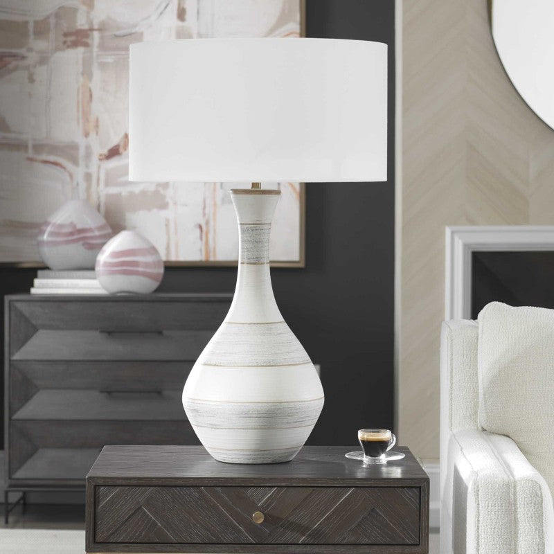 Potter - Table Lamp - Striped Ivory Blue
