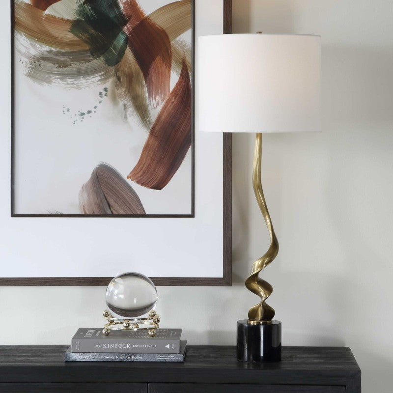 Spiraling - Cordless Brass Buffet Lamp - Black / Gold