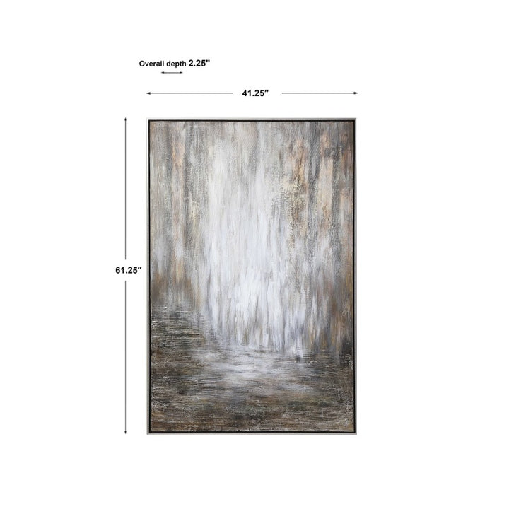 Desert Rain - Hand Painted Abstract Art - Pearl Silver
